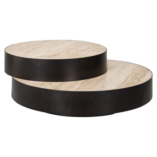 Ronde Salontafel Avalon Travertin - 2 Laags