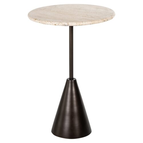 Ronde Bijzettafel Avalon Travertin Ø39 cm - Brons