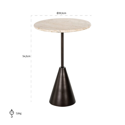 Ronde Bijzettafel Avalon Travertin Ø39 cm - Brons - Afbeelding 3