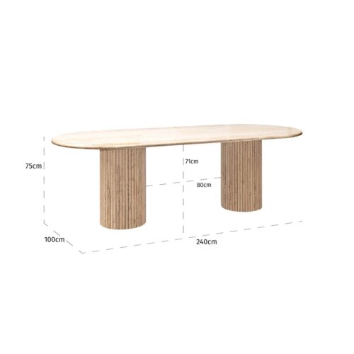 Ovale Eettafel La Cantera 240 x 110 cm - Travertin - Afbeelding 5