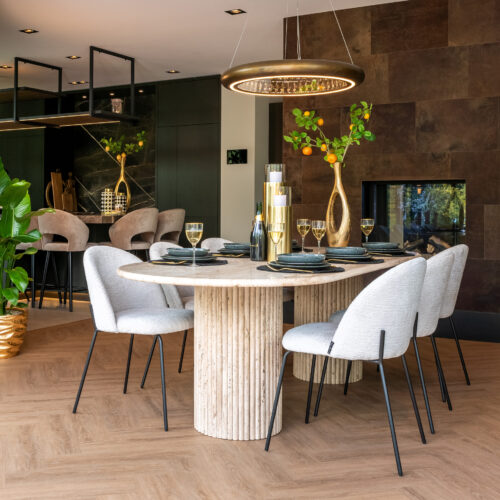 Ovale Eettafel La Cantera 240 x 110 cm - Travertin - Afbeelding 12