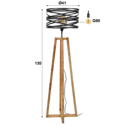 Vloerlamp Twist Houten Kruis Frame - 1 lamp - Afbeelding 24