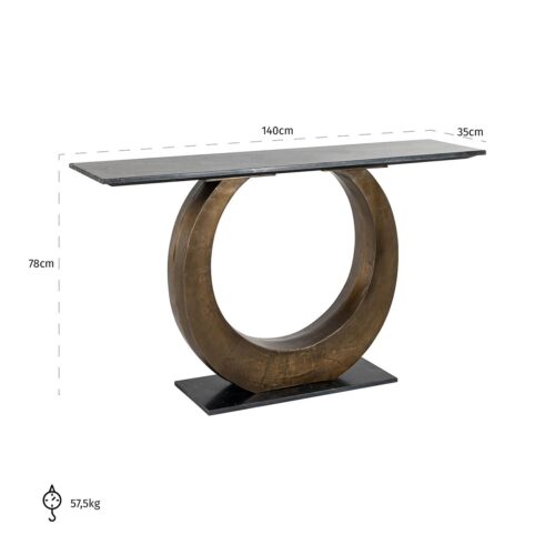Sidetable Luna Marmer 140 cm - Goud - Afbeelding 5