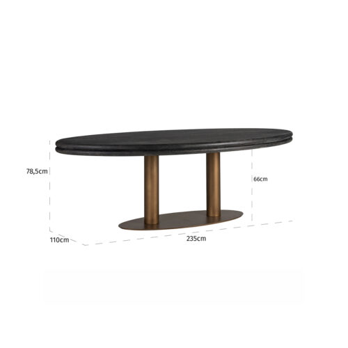 Ovale eettafel Macaron 235 x 110 cm - eikenhout met metalen onderstel - Afbeelding 4