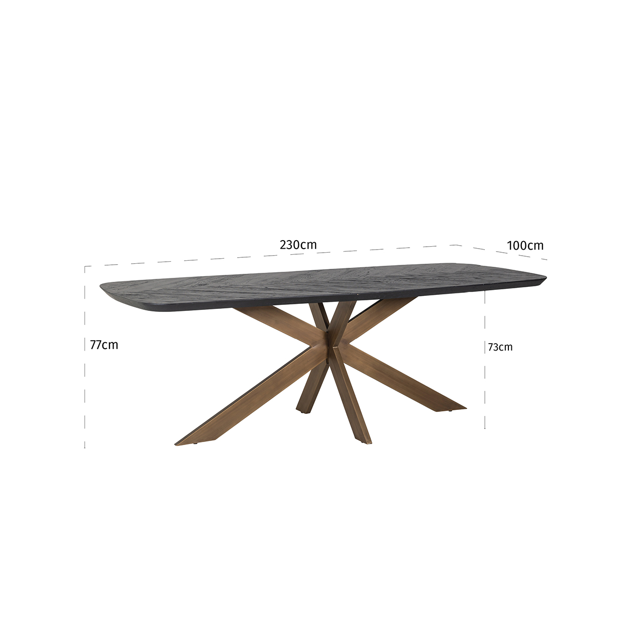 Eettafel Hayley eiken 230 x 100 cm - Zwart - Afbeelding 5