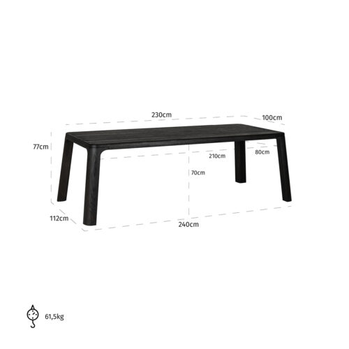 Eettafel Baccarat 230 x 100 cm - zwart - Afbeelding 5