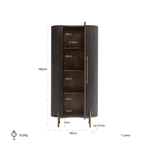 Opbergkast Luxor Eiken 190 x 90cm kleur donkerbruin - Afbeelding 4