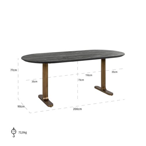 Ovale Eettafel Revelin 200 x 90 cm - Mangohout - Afbeelding 5