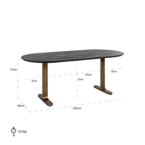 Ovale Eettafel Revelin 235 x 90 cm - Mangohout - Afbeelding 5