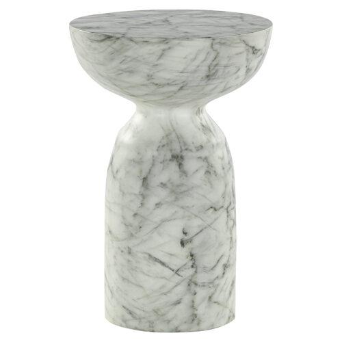 Ronde Bijzettafel Kita Faux marmer Ø34 cm - Wit - Afbeelding 2