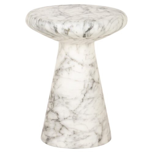 Ronde Bijzettafel Lohan Faux Marmer Ø35 cm - Wit