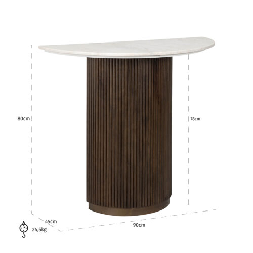 Sidetable Mayfield Marmer en Mangohout - 90 cm - Afbeelding 5