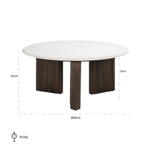 Ronde Salontafel Mayfield Marmer Ø90 cm - wit - Afbeelding 3