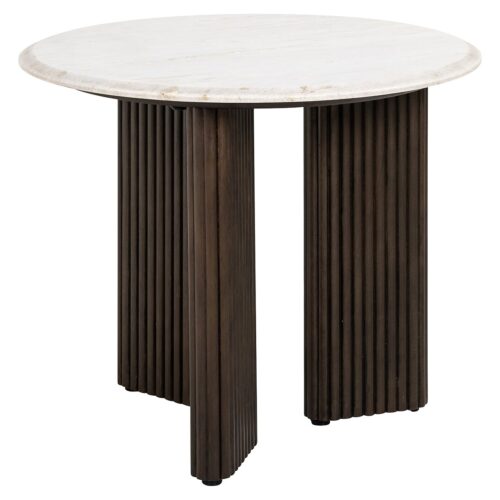 Bijzettafel Mayfield Mangohout en marmer - Ø55 cm