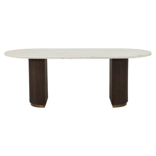 Ovale Eettafel Mayfield Marmer 210 x 100 cm - Bruin - Afbeelding 2