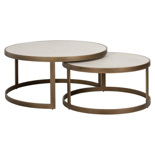 Ronde Salontafel Whitebone Eiken - Set van 2 stuks