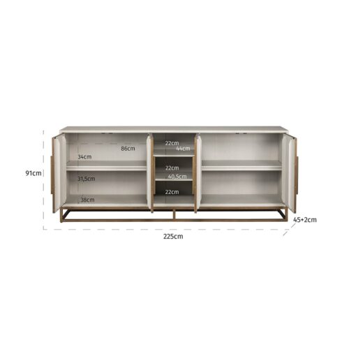 Dressoir Witbone brass 4-deuren (Verona Grijs) - Afbeelding 4