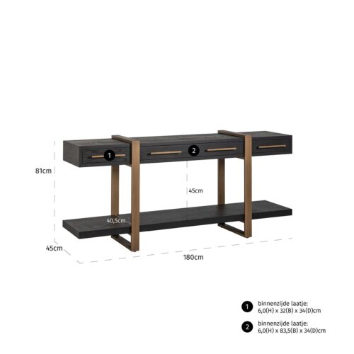 Dressoir Cambon 3-laden (Donker coffee) - Afbeelding 4