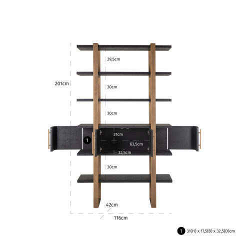 Wandkast Camvbon Eiken 200 x 116cm - Afbeelding 4