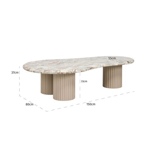 Organische Salontafel Coronel Marmer 150 x 80cm - Beige - Afbeelding 5