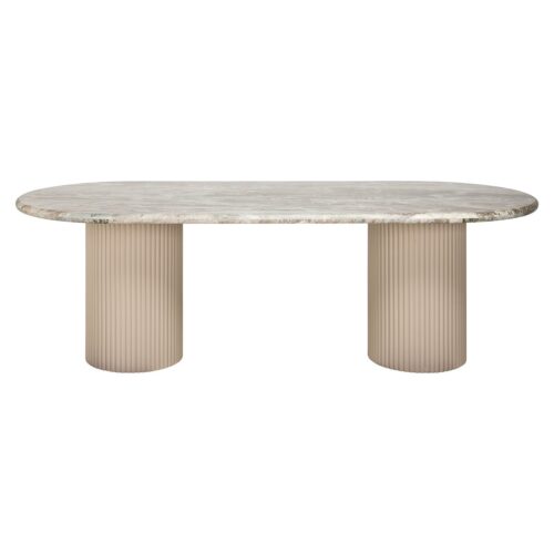 Ovale Eettafel Coronel Marmer 240 x 100 cm Beige - Afbeelding 3