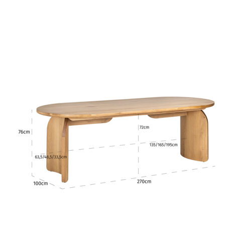 Ovale Eettafel Fairmont Eiken 270 x 100 cm - Naturel - Afbeelding 5