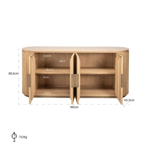 Dressoir Belfort 4-deurs (Naturel Eiken) - Afbeelding 4