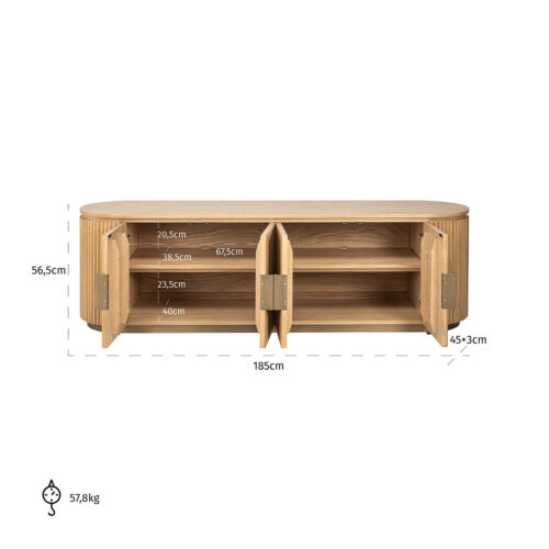 TV-meubel Belfort 4-deurs (Natural oak) - Afbeelding 5