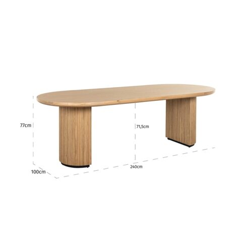 Ovale Eettafel Belfort Eiken 240 x 10 cm - Naturel - Afbeelding 4