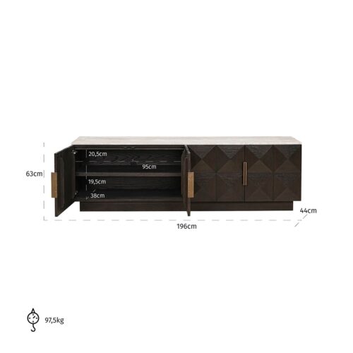 Tv-dressoir Claremont 4-deurs (Brown) - Afbeelding 4