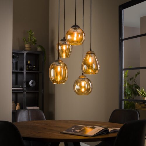 Hanglamp Gold Getrapt - 5 lampen - Afbeelding 6