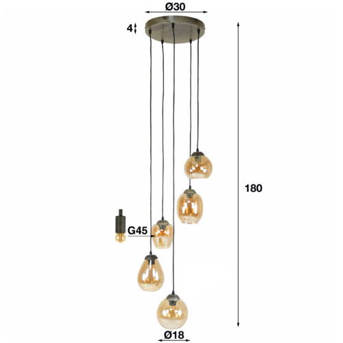 Hanglamp Gold Getrapt - 5 lampen - Afbeelding 15