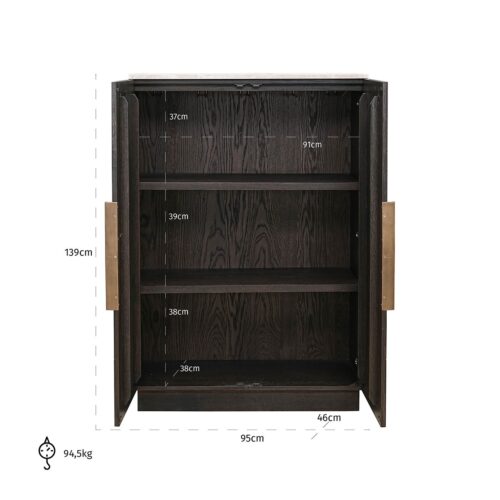 Opbergkast Claremont Eiken en travertin 139 x 95cm - Afbeelding 5