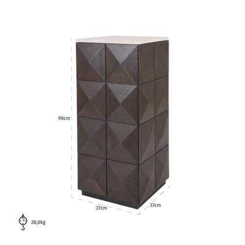 Zuil Claremont Eiken en travertin 90cm hoog - Afbeelding 4