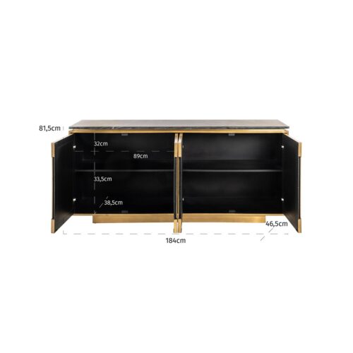 Dressoir Finsbury 4-deurs (Zwart/Goud) - Afbeelding 5