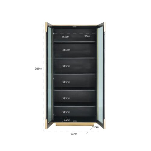 Vitrinekast Finsbury Brass 209 x 97cm - Afbeelding 4