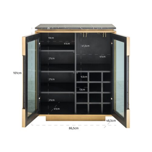Dressoir Finsbury 2-deurs (Zwart/Goud) - Afbeelding 5