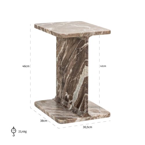 Bijzettafel Benson Marmer - Bruin - Afbeelding 5