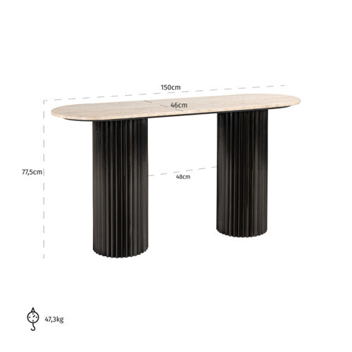 Ovale Sidetable Hampton 150 cm - Bruin - Afbeelding 5