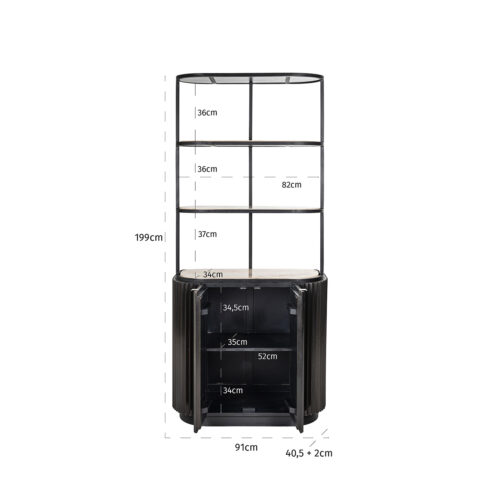 Wandkast Hampton Travertin 199 x 91 cm - Afbeelding 2