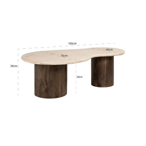 Organische Salontafel Douglas Travertin - 120 x 70 cm - Afbeelding 5