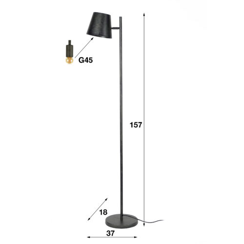 Vloerlamp Hat met verstelbare kap - 157 cm - Afbeelding 18