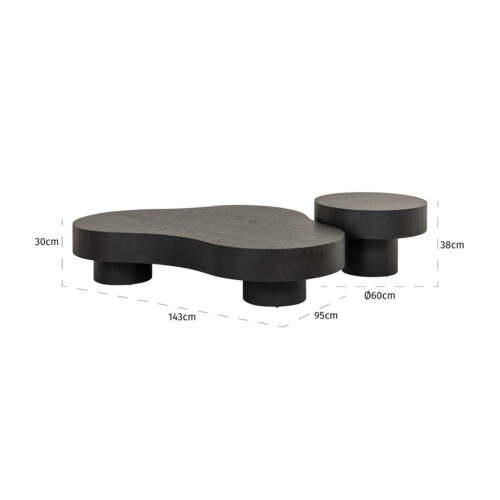 Organische Salontafel Bogor  Set van 2 stuks - Zwart - Afbeelding 5