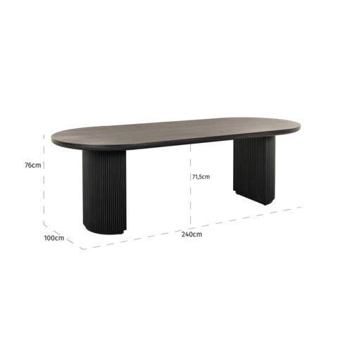Ovale Eettafel Kingston Eiken 240 x 100 cm - Dark Coffee - Afbeelding 5