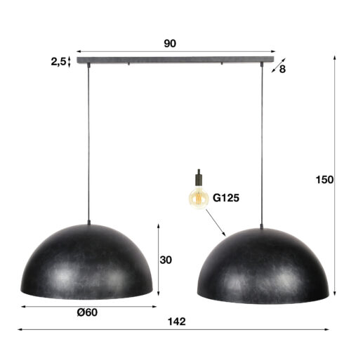 Hanglamp Dome - 2 lampen - Afbeelding 18