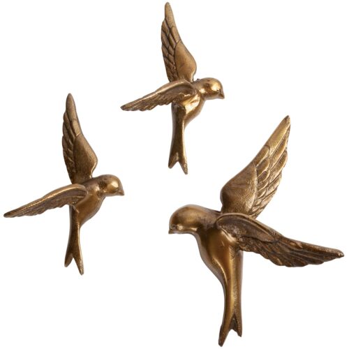 Set v 3 - avaler too vogels metaal antique brass