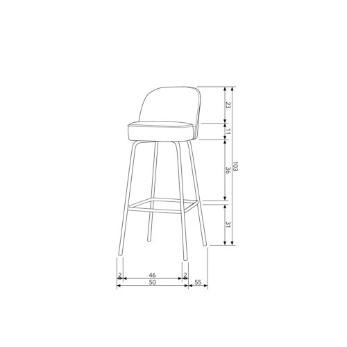Barkruk Vogue Leder - Cognac (zithoogte 80cm) - Afbeelding 3