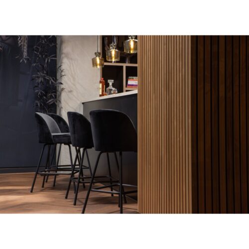 Barkruk Vogue Fluweel - Zwart (zithoogte 65cm) - Afbeelding 2