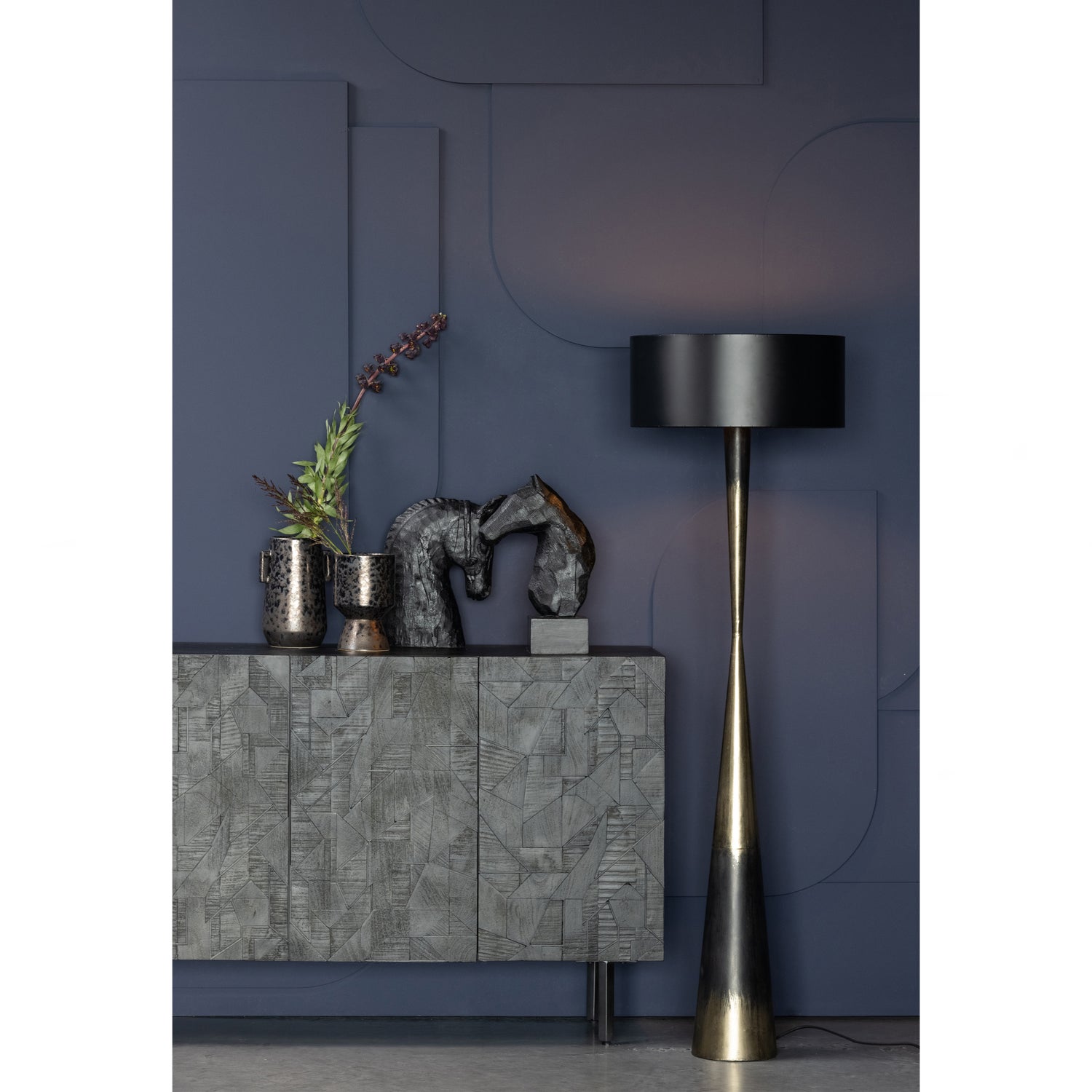 Dressoir Counter 160cm, kleur Zwart - Afbeelding 2