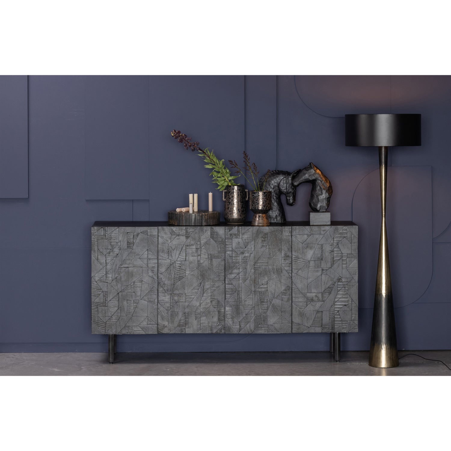 Dressoir Counter 160cm, kleur Zwart - Afbeelding 3